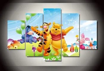 

Winnie the Pooh HD Print 5 Piece Canvas Painting Cartoon Poster Wall Art Decor For Living Room