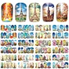 12 feuilles EAU DECAL NAIL ART ONGLES AUTOCOLLANT CURSEUR DE TATOUAGE PLEINE COUVERTURE EUROPE PARIS TOUR ÉGLISE A1213-1224 ► Photo 1/3