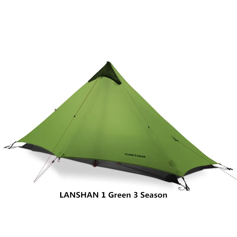 LanShan 2 FLAME'S CREED 2 человека Открытый Сверхлегкий кемпинговый тент 3 сезона Профессиональный 15D Silnylon бескаркасная палатка - Цвет: 15D  Green 1 people