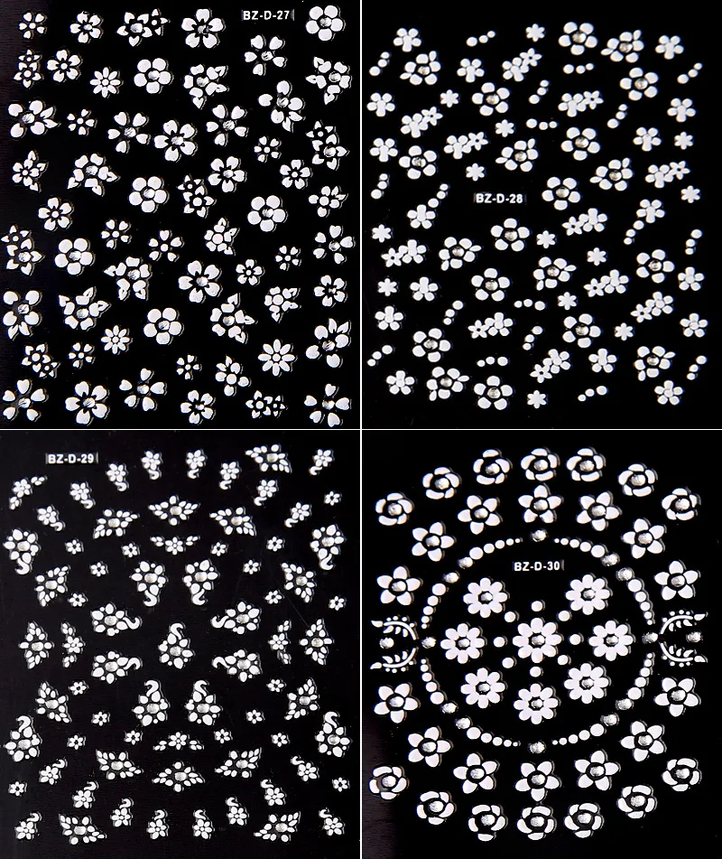 New 30pcs Nail Art 3d Nail Sticker Flower Beauty Mix Design White Lace Manicure  Nail Stickers Decoration Unghie Diy Polish Tools - Stickers & Decals -  AliExpress