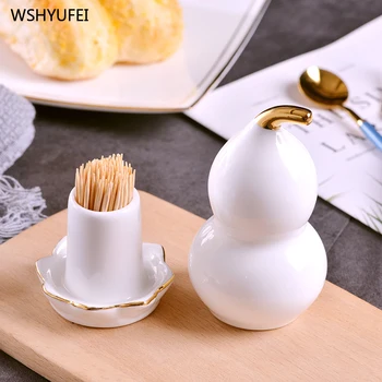 

Direct marketing creative bone china portable toothpick holder Phnom Penh ceramic home hotel hotel cute gourd toothpick box