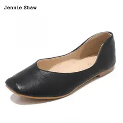 Повседневная женская обувь на плоской подошве, однотонные туфли на квадратном каблуке, большие размеры 30-50