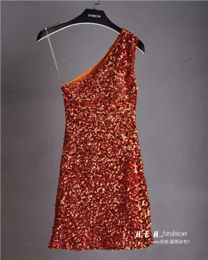 Cakucool/Лидер продаж; летнее сексуальное платье с блестками на одно плечо без рукавов; украшенный сарафан; вечерние платья; 9 цветов - Цвет: orange red