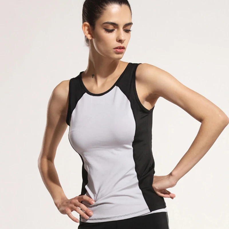 BESGO Women Slim Running Vest Irregular Lines Sleeveless Wide Shoulder