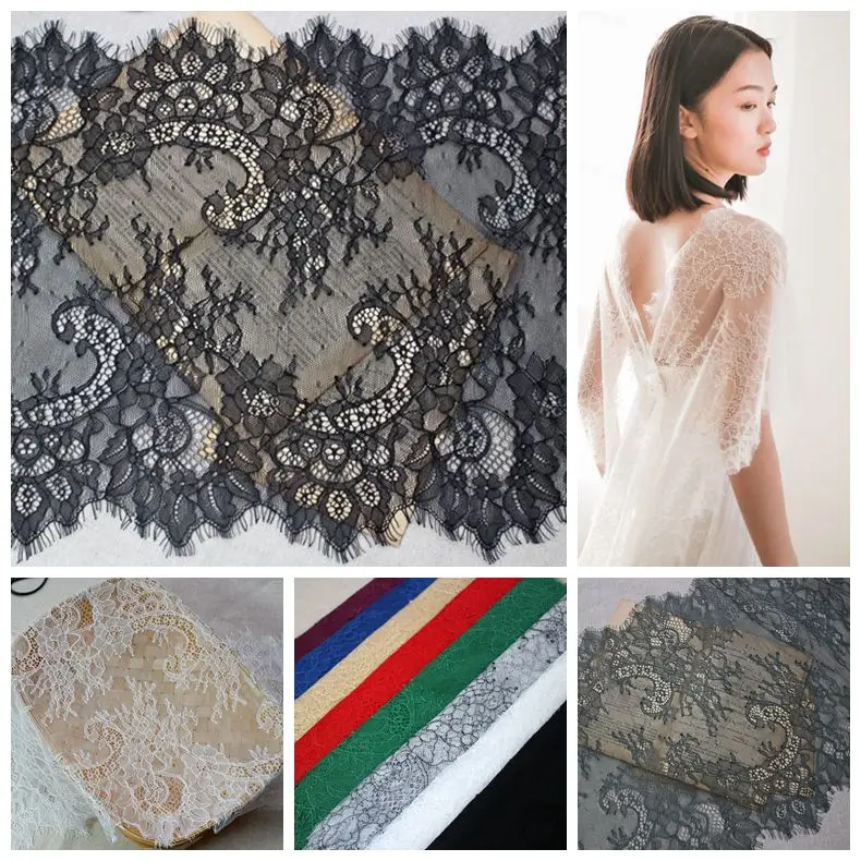 

Wide 35CM quality small bone line eyelash lace accessories Handmade DIY clothing dress decoration fabric