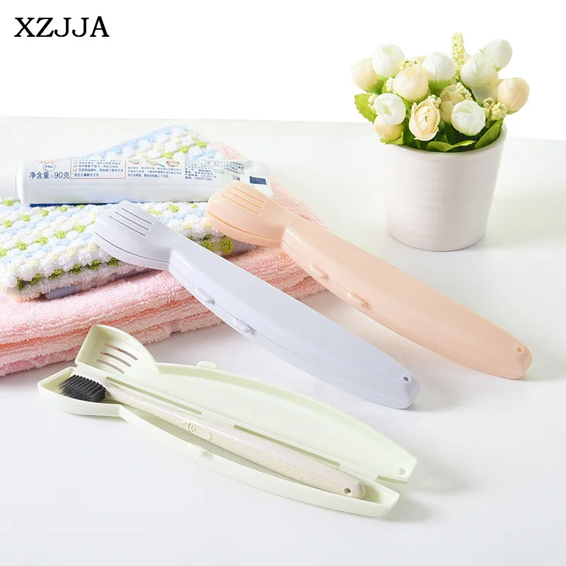 Xzjja 2pcs Plastic Toothbrush Storage Box Easy Carry Travel Toothbrush