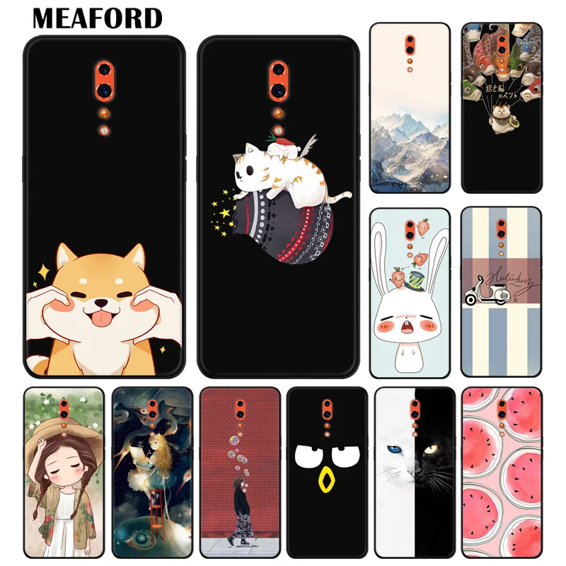 

For OPPO Reno Z Case Printed Black Bumper Soft Silicone Cover Coque For OPPO Reno Z RenoZ Phone Back Cases Shell For OPPO Reno Z