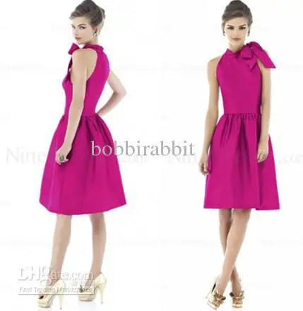 2013 Fashion Party Dresses For Womens Sleeveless A line Satin Bows Bridesmaids Cheap Short Bridesmaid 245 | Свадьбы и торжества