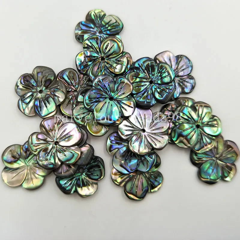 

10pcs Wholesale Free Shipping Beautiful jewelry 14mm New Zealand Ablone Shell Flower Women Men Pendant Bead pMC4825