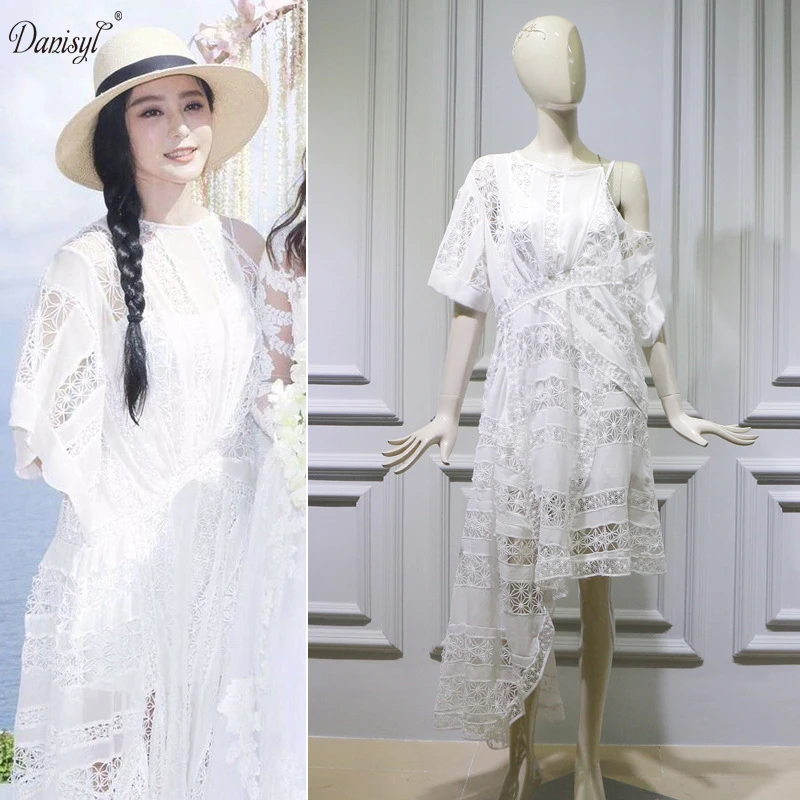 Spring Summer Women White Lace Hollow Irregular Dress Wedding Spring Summer Women White Lace Hollow Irregular Dress Wedding Anniversary Bridesmaide Mermaid Beach Dresses High Quality In From S Clothing
