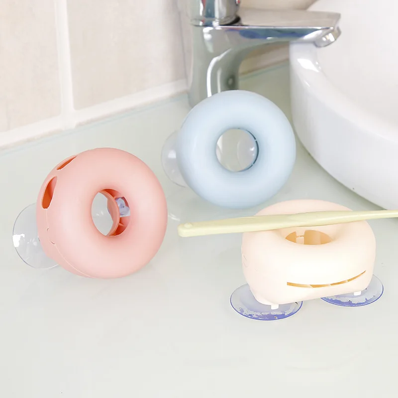 4 Holes 4 Colors Toothbrush Holder Strong Suction Cup Wall Mount