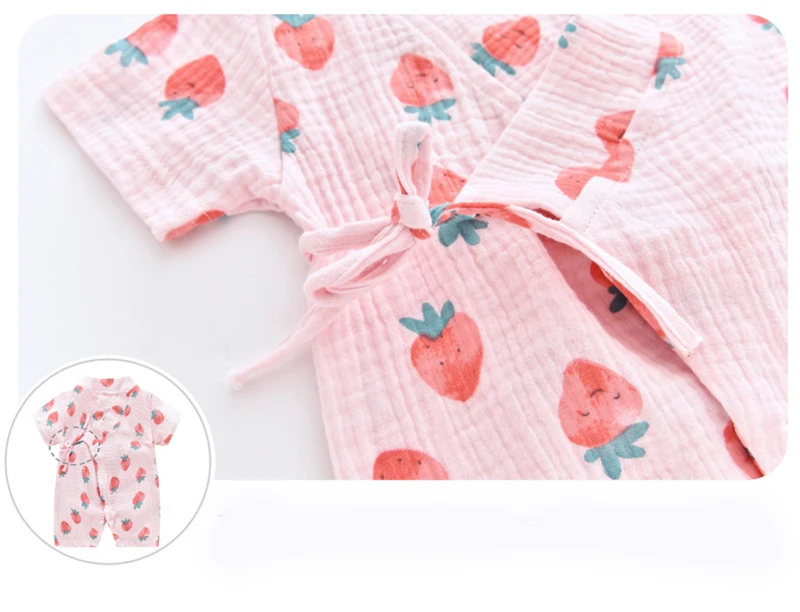 Waiwaibear/Детские комбинезоны с коротким рукавом для новорожденного мальчика и девочки; кружевная одежда; дышащее кимоно; комбинезон с принтом; одежда для ползания