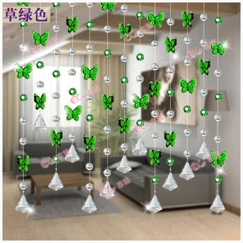 

5 PCS/LOT Pure handmade butterfly Crystal bead curtain150CM Good beaded home wedding decoration Also can customize other sizes