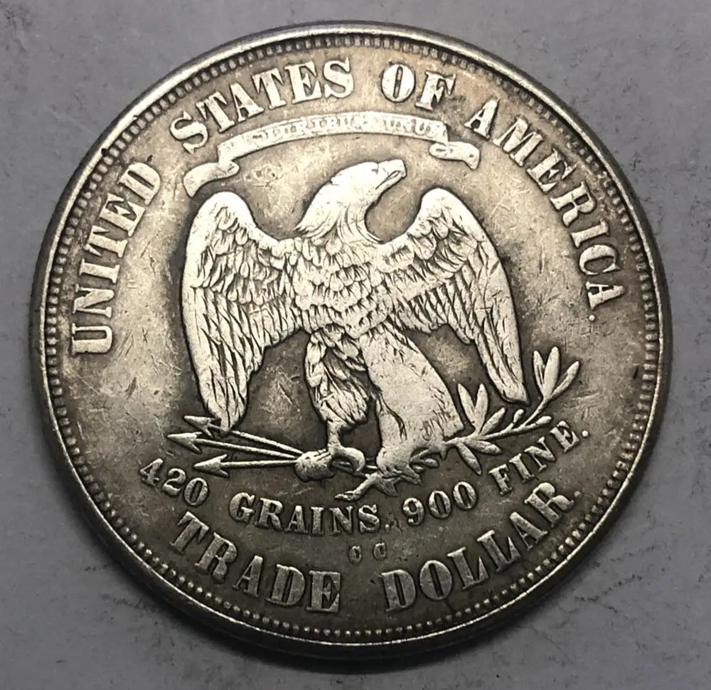 1875-cc американский торговый доллар Посеребренная Имитация монеты