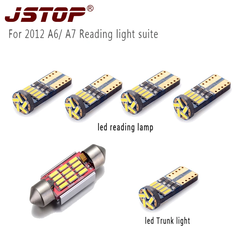 

JSTOP 6piece/set2012 A6 A7 high quality led car reading lamp T10 w5w Trunk light festoon c5w 36mm 12V canbus 6000K reading bulbs