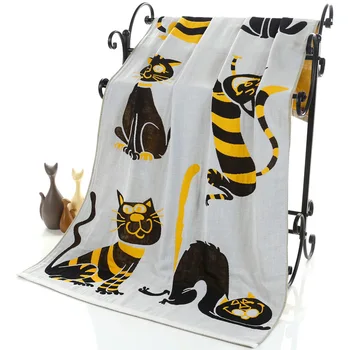 

New Cute Cartoon Cat Cotton Gauze Adult Bath Towel Large Towel Bathrobe Camping Sport Beach Towel Children Blanket Home Textile