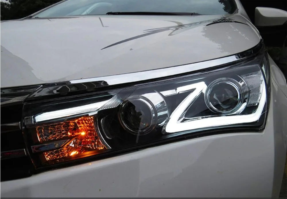 LED Headlights For Toyota Corolla 2014 2015 2016 Car Led Lights Double Xenon Lens Accessories Daytime Running | Автомобили и