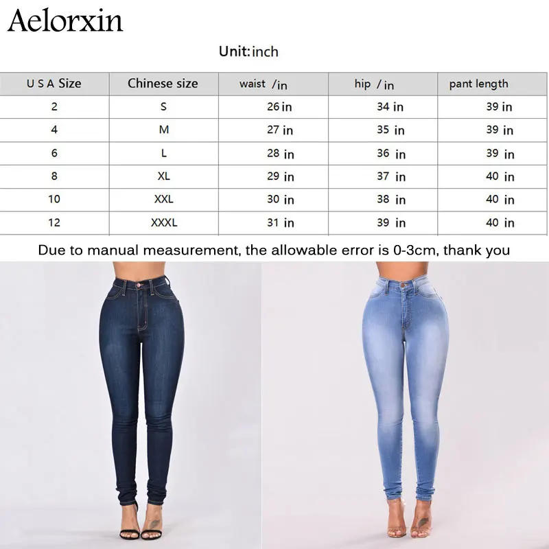 2019 Slim Jeans for Women Skinny High Waist Jeans Woman Blue Denim Pencil Pants Stretch Waist Women Jeans Pants Calca Feminina