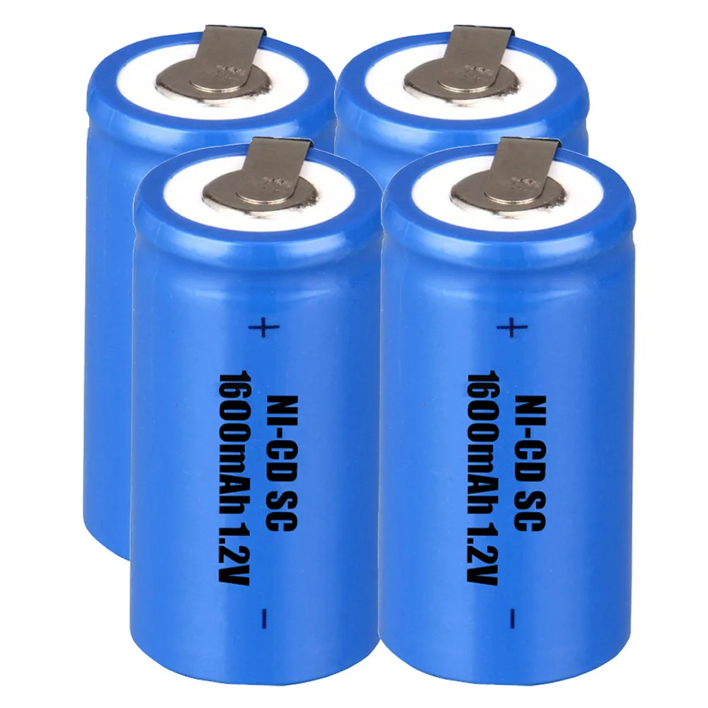 4 шт аккумулятор SC 1 2 V SUBC батареи перезаряжаемые 1600 mah плоские верхние цвета