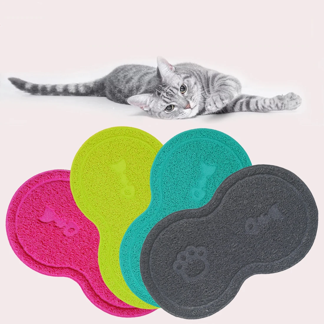 Puppy Cat Pet Dog Feeding Mat Pad Cute PVC Bed Dish Bowl Food Water