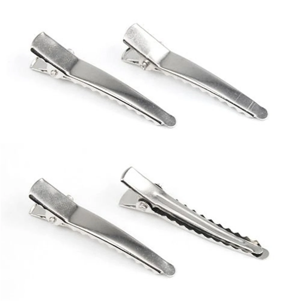 HOT GCZW 20 PC Alligator Hair Teeth Clips 45Mm For Bows Barrette Silver