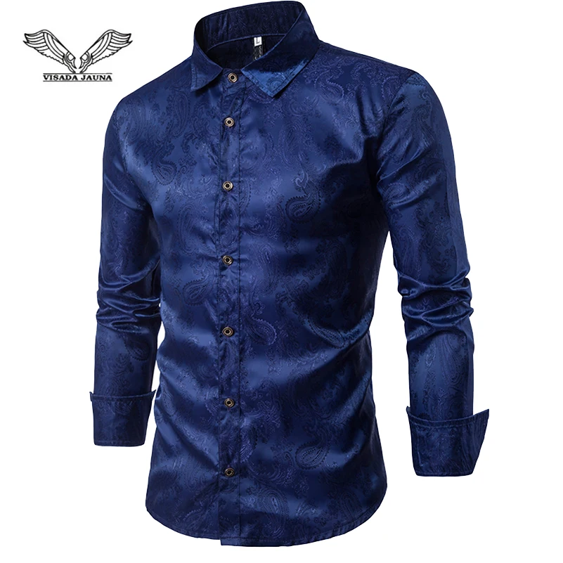 VISADA JAUNA Новая мужская рубашка с вышивкой и длинными рукавами, Повседневная тонкая рубашка в европейском стиле, размер M-2XL, TLH70