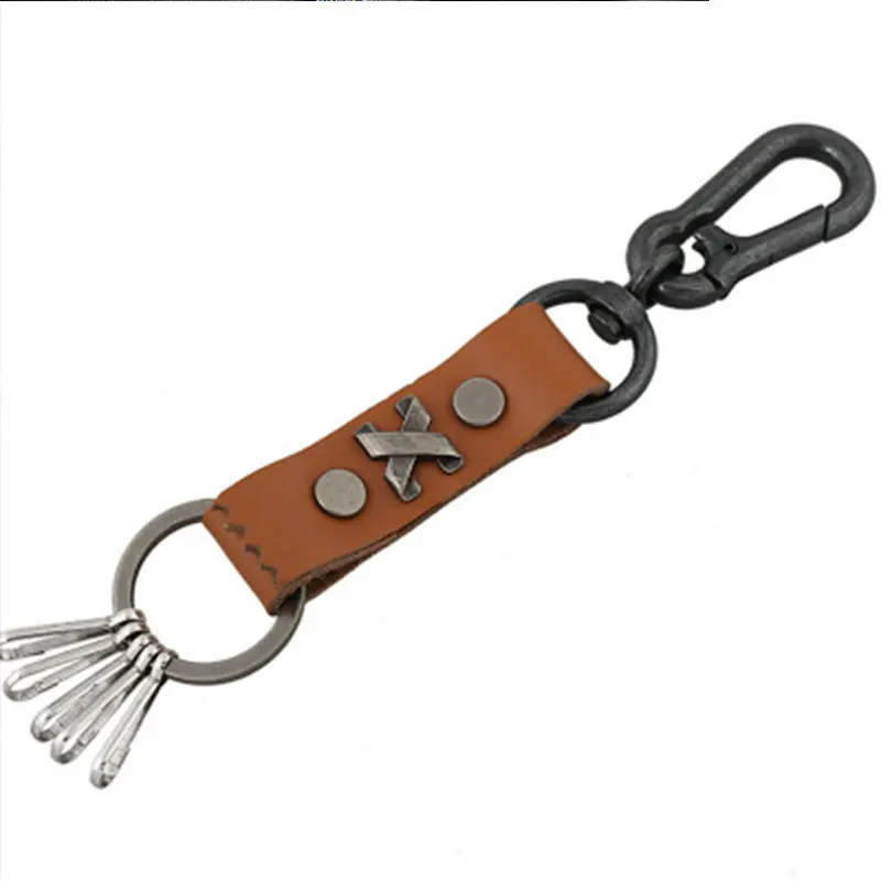 

Punk Letter Genuine Leather Keychain For Men Handmade Cowhide Key Ring Buckle Car Auto Key Chain Waist Accessory Jewelry 6C1398