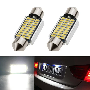 

2x Dome Festoon 3014SMD Error free Bright White LED License Plate Light For BMW E36 E39 E46 E90 E91 E92 E53 E60 E65 E71