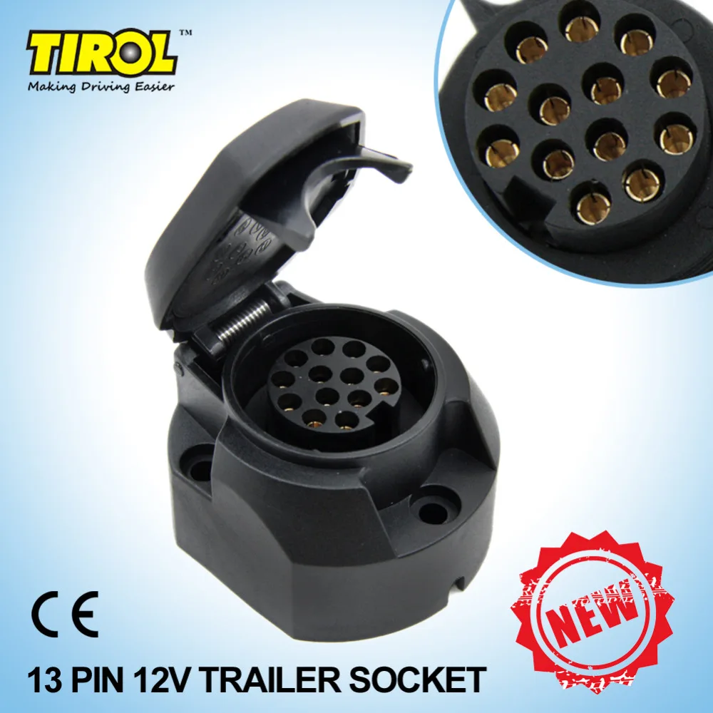 

TIROL 13-Pin Trailer Socket Black frosted materials 13-Pole Trailer Socket 12V Tow bar Towing Socket T22807b