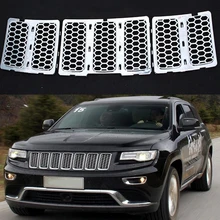 MAYITR 3PCS ABS Mesh Grille Insert Honeycomb Front Grill Trim Cover for Jeep Grand Cherokee 2014 2015 2016 Silver dot mesh insert crochet trim shirt