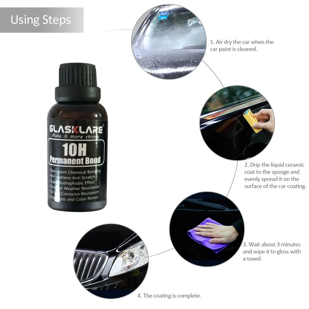 10H Car Liquid Ceramic Coating Spray Nano Crystal Car Body Varnish Glass Coat 30ml 50ml Auto Washing