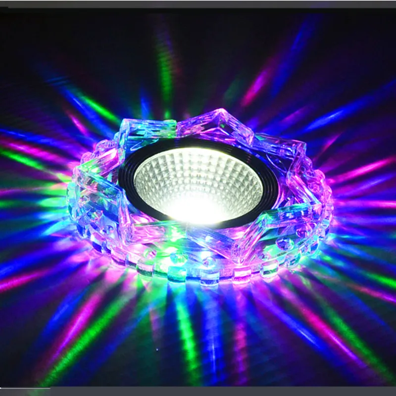 Хрустальный светодиодный светильник 5 Вт COB Встраиваемый светодиодный потолочный светильник встроенный двойной цветной светодиодный светильник RGBW 110 V 240 V внутреннее украшение