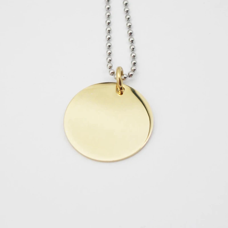 

New Disc Fashion Pendant Necklace Accessories Jewelry for Women Gold Blank Steel Disc Pendant Necklace Free Shipping