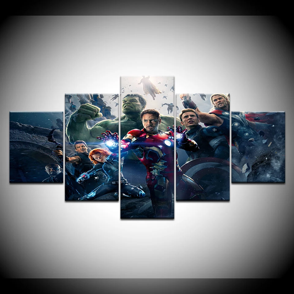Moive Canvas Poster Painting 5Pcs Marvel Avengers Wall Art Poster