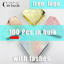Colash Custom eyelash box Logo Individual Fake 3d Mink Lashes Extension Box Faux Cils strip Empty Case with 100 pairs lash