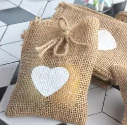 Jute hessian rustic favors bag wedding Christmas Brithday party gift bags 9x14cm Natural drop shipping festive supplies Jute hessian rustic favors bag wedding Christmas Brithday party gift bags 9x14cm Natural drop shipping festive supplies