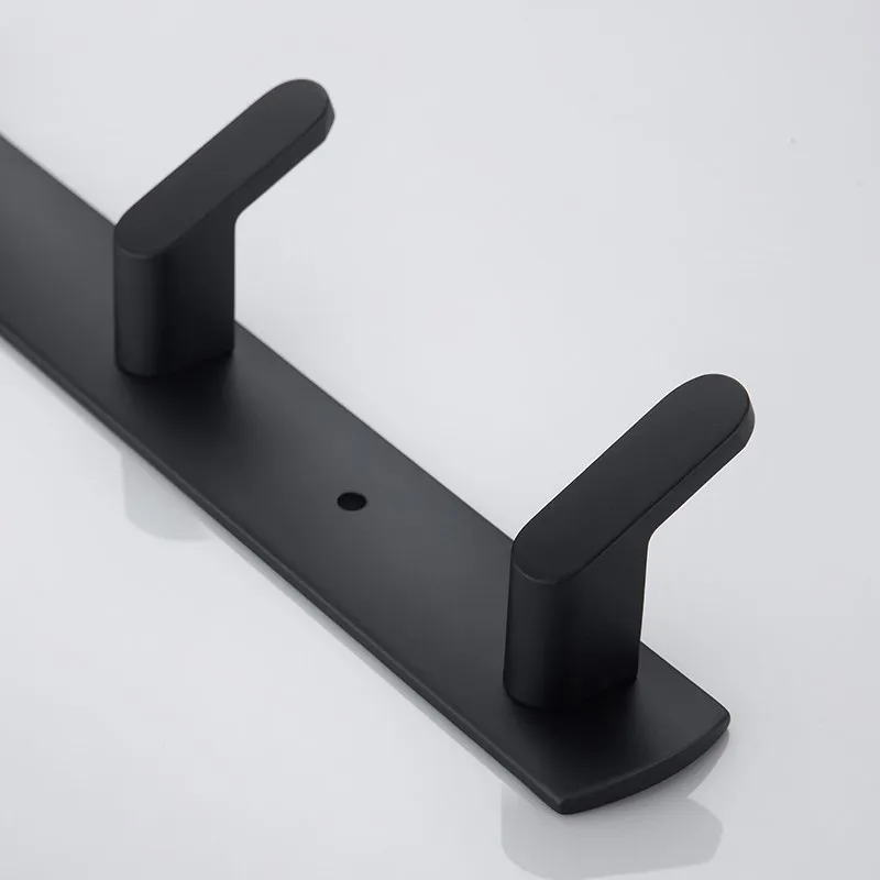 Matte black solid aluminun coat hook bathroom clothes row hook space aluminum door rear hook for cap coat key Kitchen wall hook