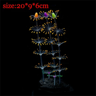 Силиконовое искусственное моделирование коралловых растений, цветочных украшений, аквариумных аквариумов с флуоресцентным эффектом, динамическим декором - Цвет: Orange