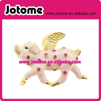 

Gole metal fashion pig angel rhinestone brooch , pig with wings brooch