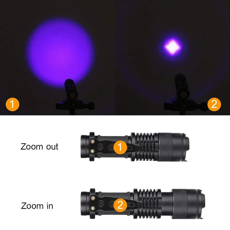 Zk20 дропшиппинг Светодиодный УФ-вспышка светильник фонарь светильник ультрафиолетовый светильник черный светильник УФ-лампа AA батарея для проверки маркера