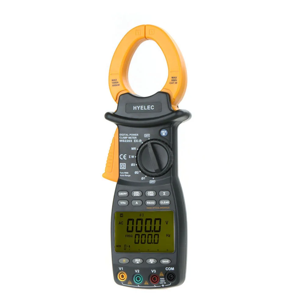 MS2203 3 Phase LCD Professional High Sensitivity Clamp Meter Power