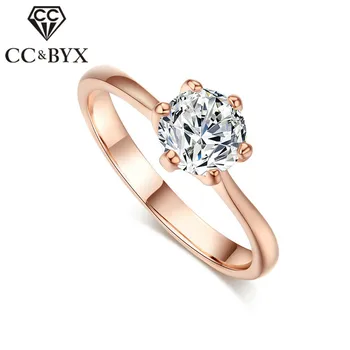 

CC Jewelry Rings For Women Fashion Jewelry Rose Gold CZ Color Classic Design Bride Wedding Ring Engagement Anillo Bijoux CC1011