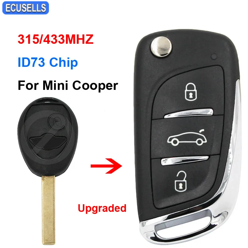 

Upgraded DS Style Folding Remote Key Flip Car Key 315Mhz or 433Mhz ID73 Chip for BMW Mini Cooper Rover 75 2002 2003 2004 2005