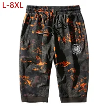 Большие размеры L-8XL летние мужские хлопковые камуфляжные мешковатые шорты больших размеров мужские повседневные тонкие фитнес бермуды Бодибилдинг короткие брюки