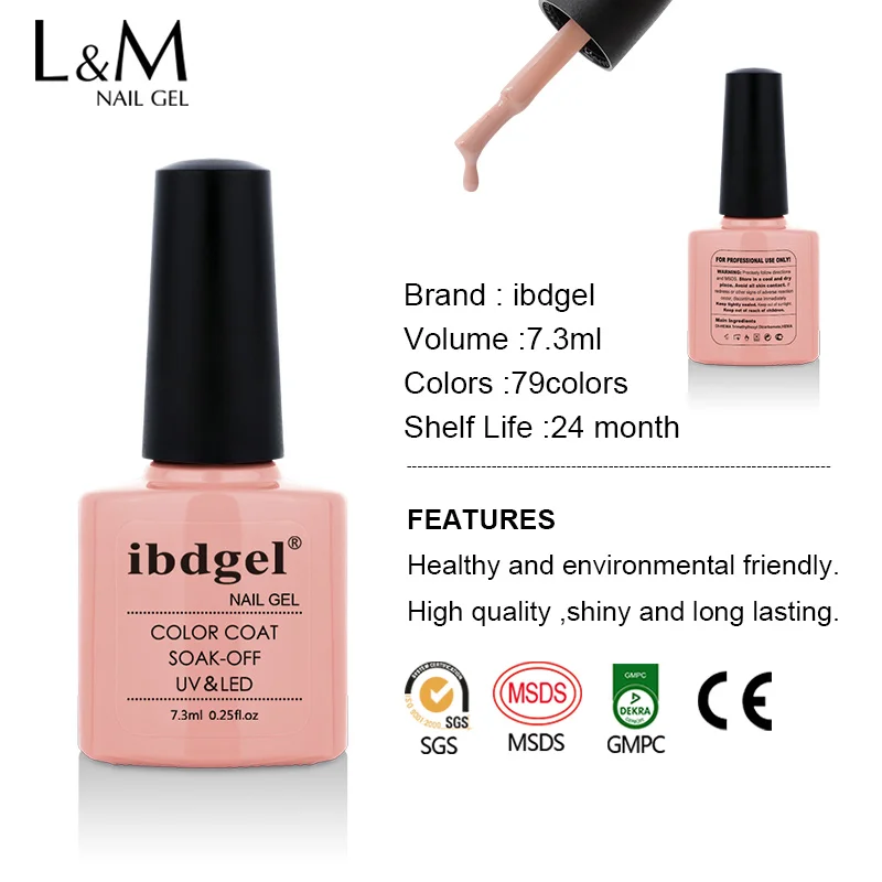 Ibdgel 다채로운 네온 젤락 페인트 젤 바니시, 반짝이는 레드 젤 네일 광택제, 중국 유약 UV LED 젤, 7.3ml, 12 개