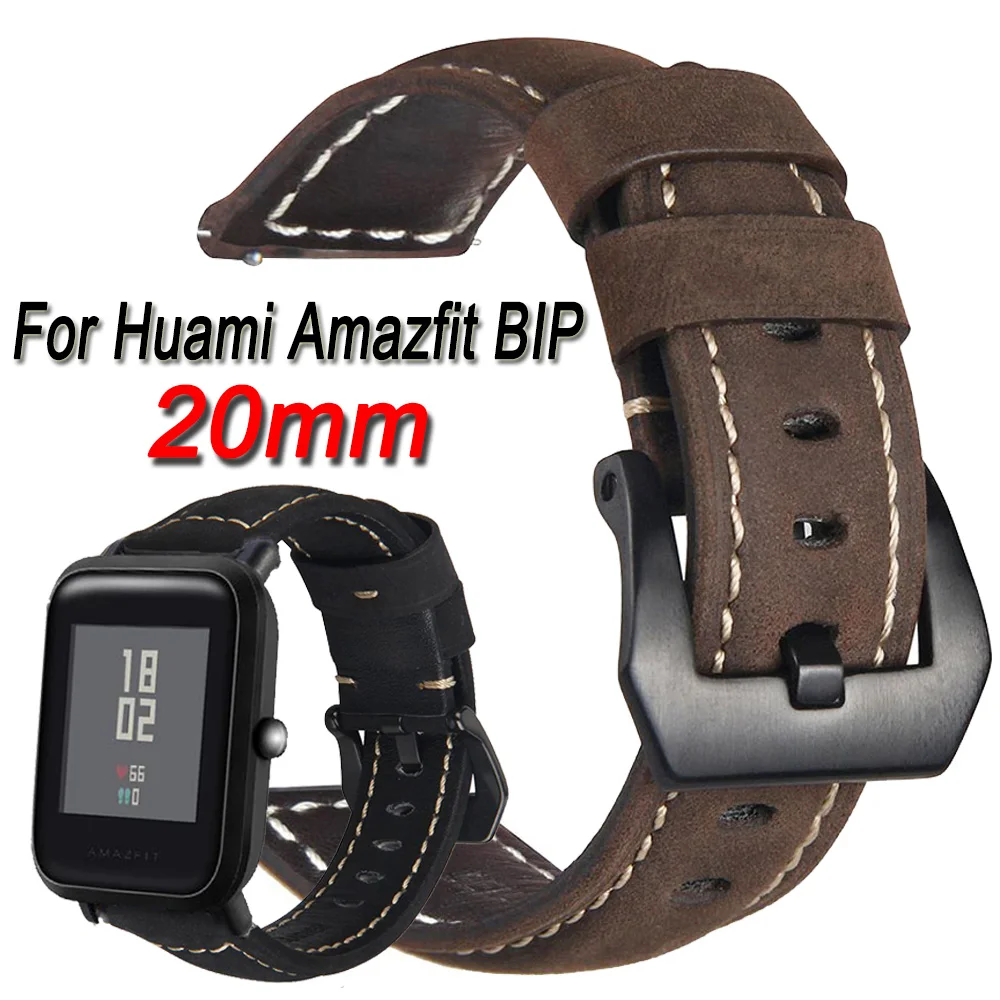 Ремешок из натуральной кожи для Xiaomi Huami Amazfit Bip Youth Edition классический сменный