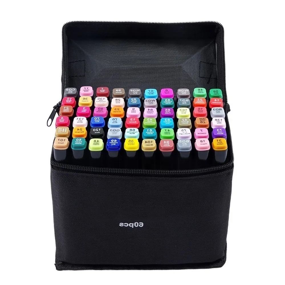 

Hot new products marker pen set double head color alcohol oily 60 color and 80 color marker manga kalem