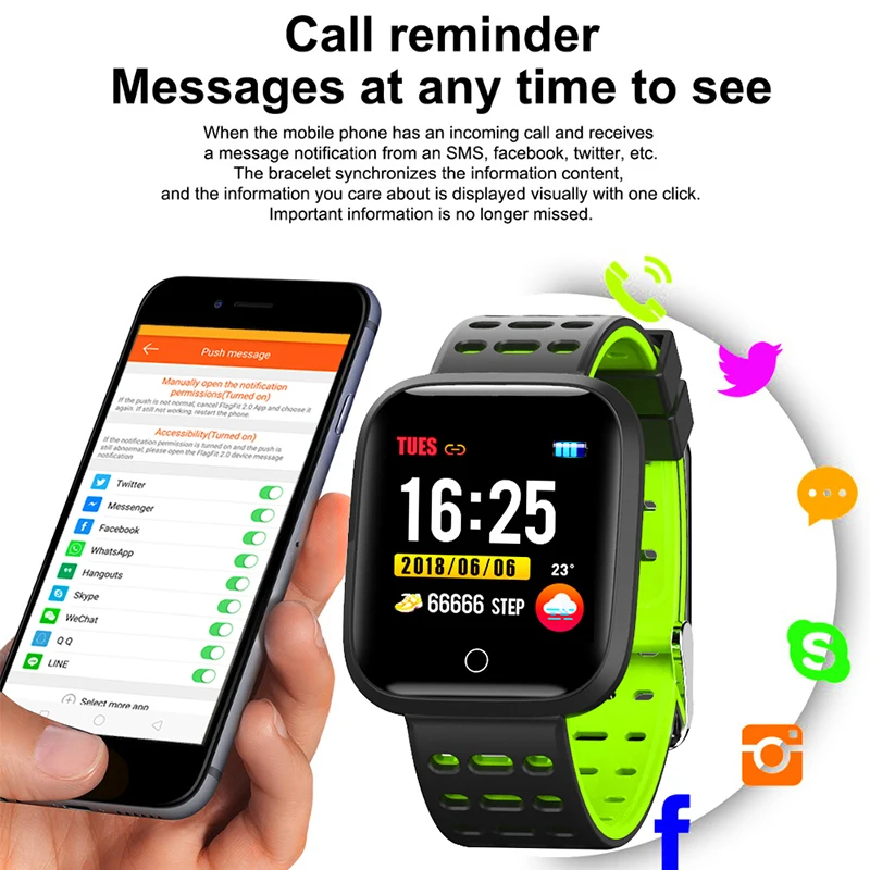 

BANGWEI 2019 New Smart Sport Watch Men LED Color Screen Clock SMS Push Reminder Activity Tracker Fitness Tracker Smart Watch+Box