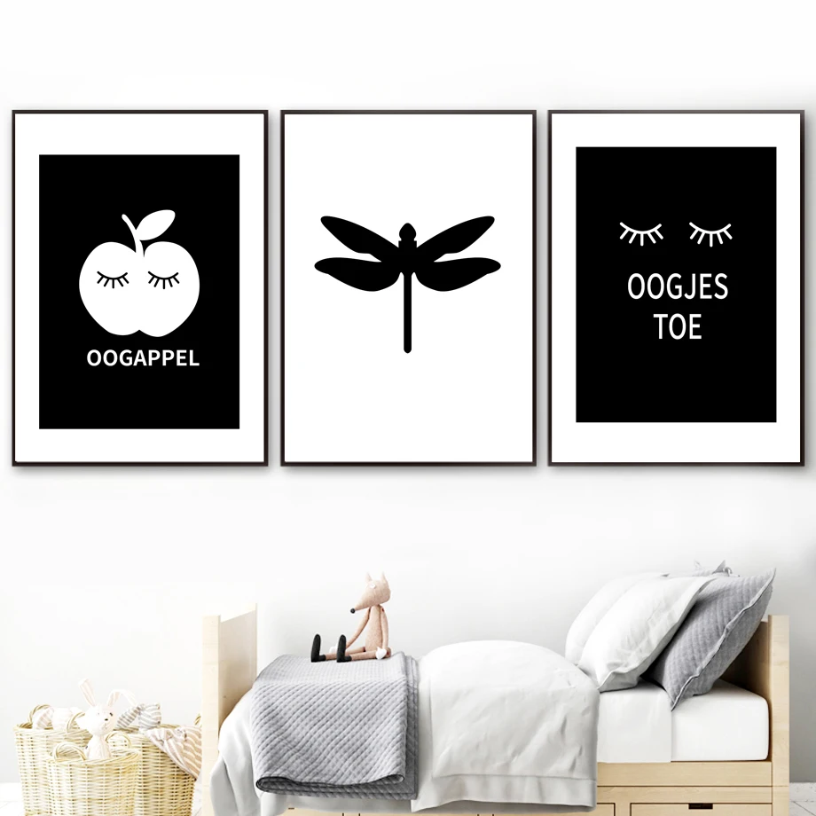 Apple-Heart-Cherry-Black-And-White-Wall-Art-Canvas-Painting-Nordic-Posters-And-Prints-Wall-Pictures(1)