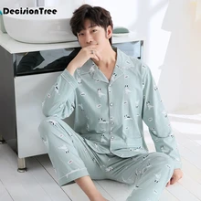 Мужские пижамы, домашняя хлопковая клетчатая пижама с длинным рукавом, Мужские пижамные комплекты для отдыха, комплекты ночного белья для мальчиков